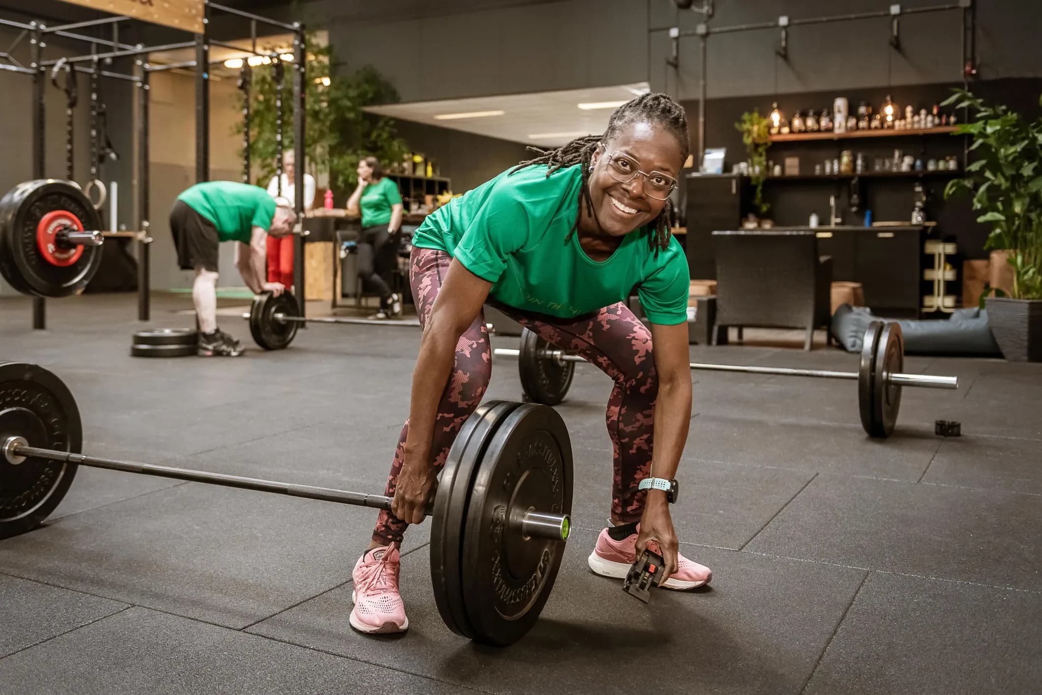 Event photo of a smiling woman at Hunters Academy CrossFit