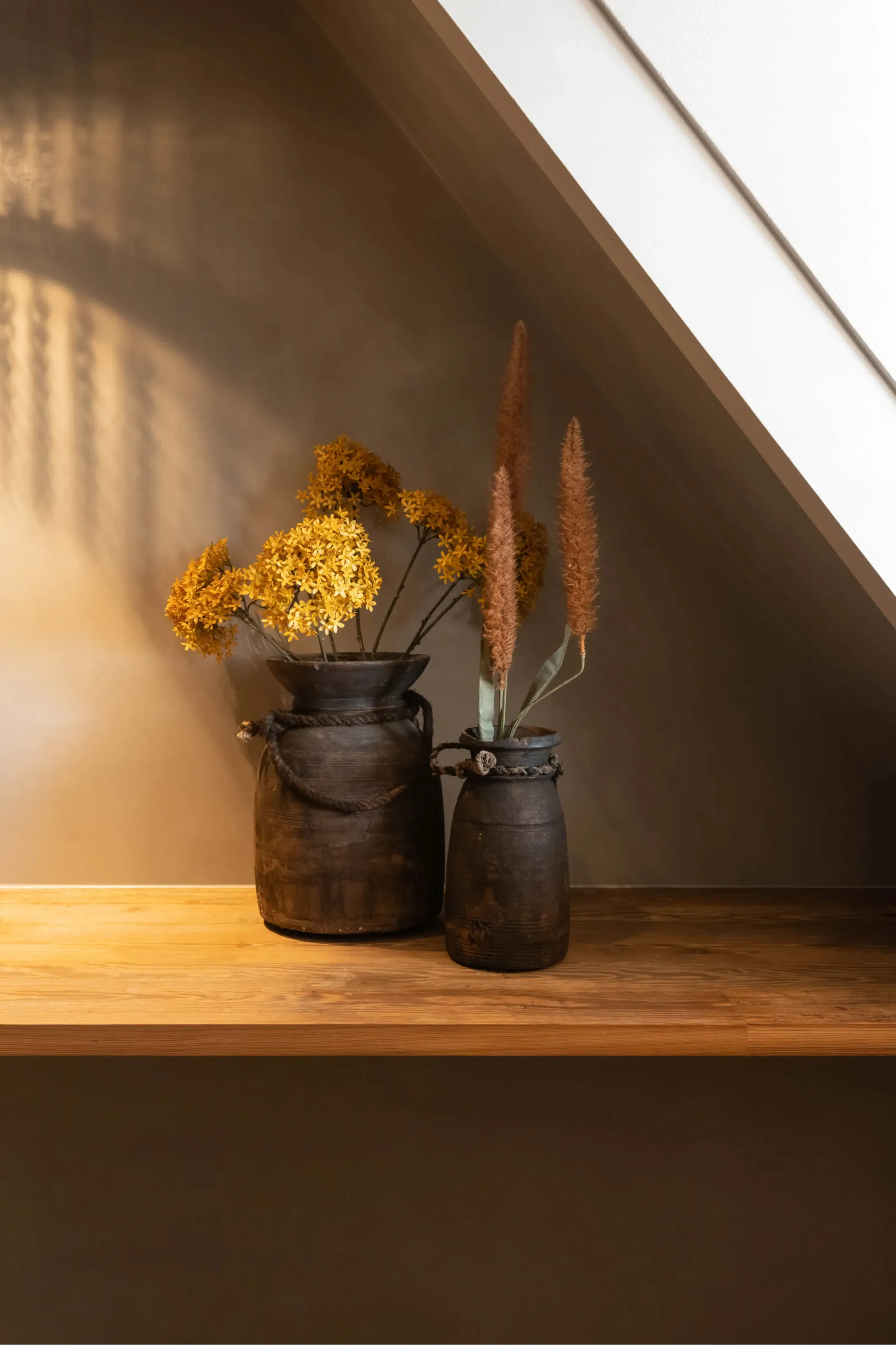 Interior photo of decorative jars with old grain